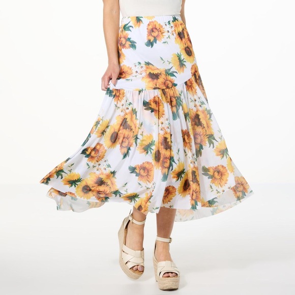 Antthony Dresses & Skirts - ANTTHONY Ruffled Layered MIDI Sunflower Skirt
